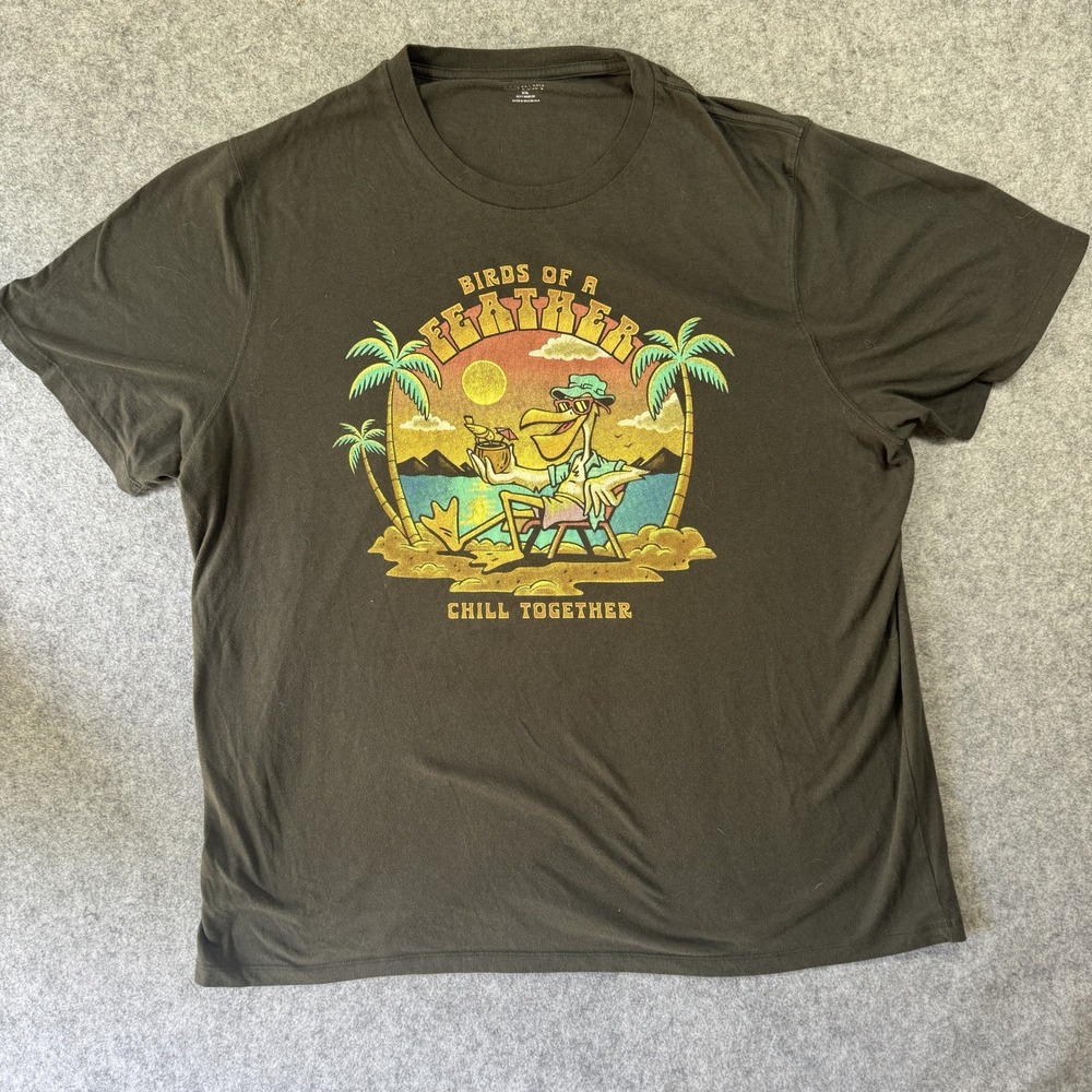Old Navy Soft Washed Graphic Tee XXL Charcoal Grey Pelican Beach Cotton